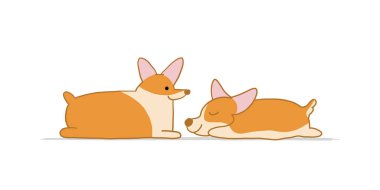 Corgi köpekleri. Komik köpek yavrusu. Tasarımınız için çizim