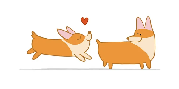 Corgi dogs. Funny Puppy. Sketch for your design — Stock vektor