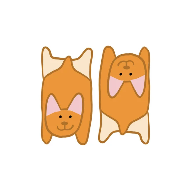 Los perros Corgi se relajan. Divertido cachorro. Boceto para su diseño — Vector de stock