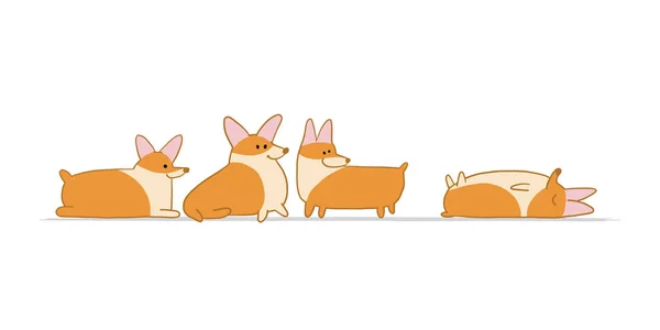 Corgi dogs family. Funny Puppy. Sketch for your design — Vetor de Stock