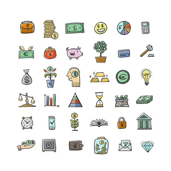 Money icons. Banking and currency. Save coins, Investment Background for your design — Stock vektor