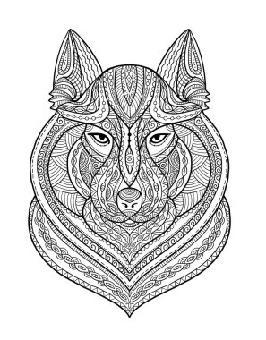 Kurt portresi, Aztek zenart tarzı tasarımınız için.