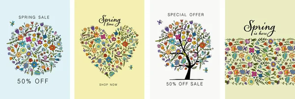 Spring Time, bloemenkaart ontwerp. Wallpaper, flyers, uitnodiging, affiches, brochure, voucher, spandoeken. — Stockvector