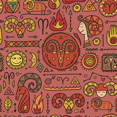 Koç burcu burcu. Ateş elementi. Tasarımınız için kusursuz Desen