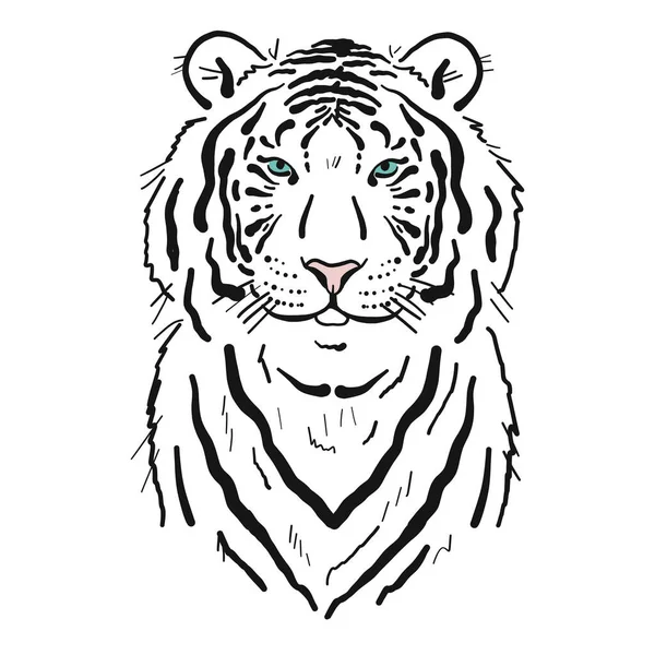 White Tiger art portrait for your design. Stylish poster. Symbol of year 2022 — Stock Vector