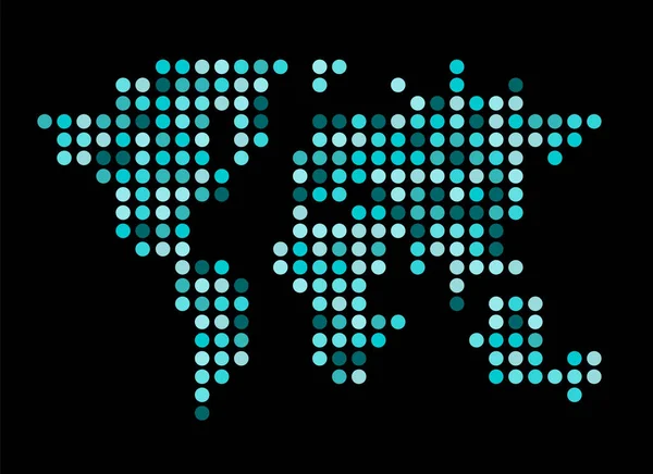 Abstract computer graphic Wereld kaart van ronde stippen — Stockvector