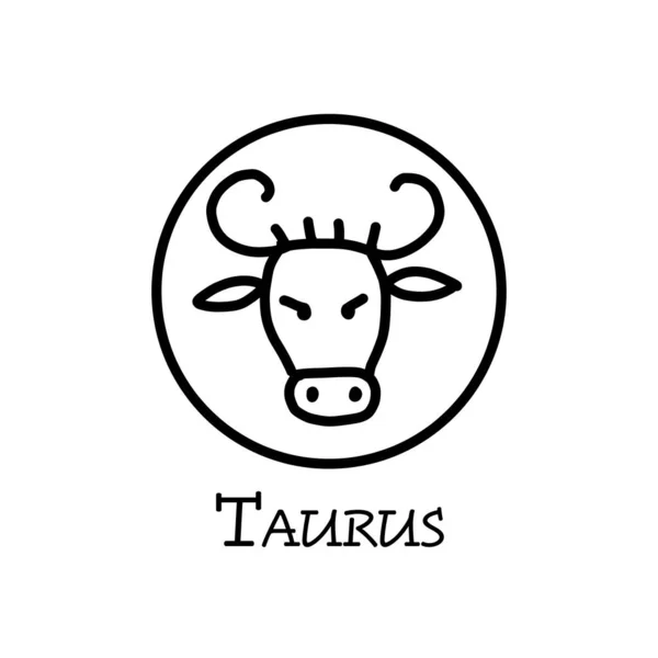 Taurus zodiac sign in circular frame. Contour icon — Stock Vector