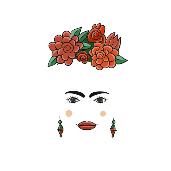 Frida, retrato da mulher mexicana moderna para o seu design — Vetor de Stock