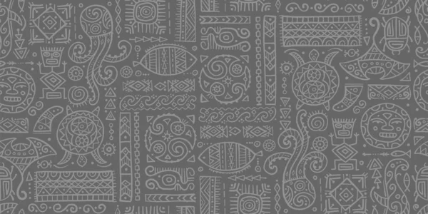 Ethnic χειροποίητο στολίδι για το σχεδιασμό σας. Πολυνησιακό στυλ, χωρίς ραφή μοτίβο — Διανυσματικό Αρχείο