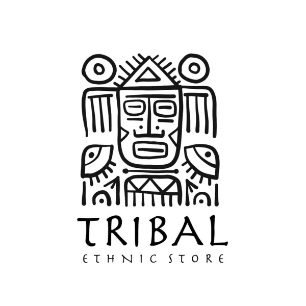Decoração de máscara tribal étnica. Fundo artesanal para o seu projeto. Elemento de tatuagem tribal —  Vetores de Stock