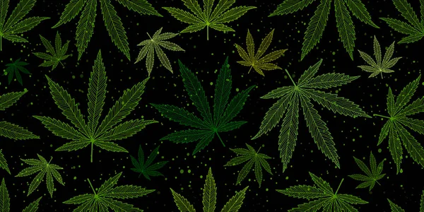Folhas de Cannabis. Padrão sem costura para o seu projeto — Vetor de Stock
