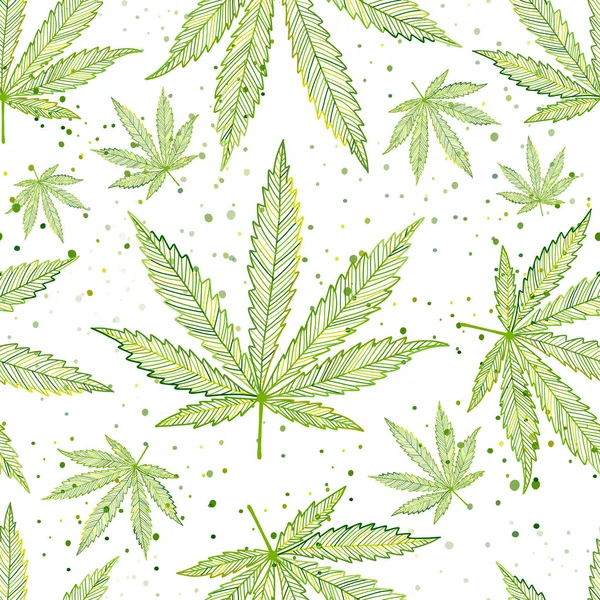 Hojas de cannabis. Patrón sin costura para su diseño — Vector de stock