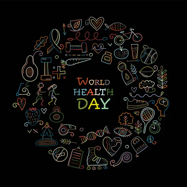 Día Mundial de la Salud. Arte conceptual con estilo de vida saludable para su diseño — Archivo Imágenes Vectoriales