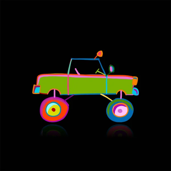 Automobilsport 4x4. Spielzeugskizze. Cartoon für Ihr Design — Stockvektor