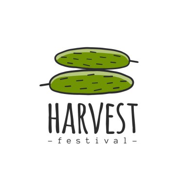 Sonbahar festivalini hasat et. Salatalıklı eskiz tarzı logo