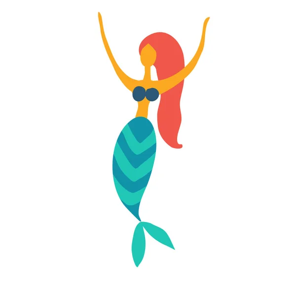 Sirena icono Chica, aislado en blanco — Vector de stock