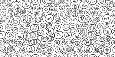Cryptocurrency Financial Items. Altcoins Collection. Seamless Pattern Background clipart