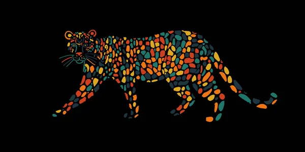 Big Wild Cat Art. Spotted Color for your design — Stock Vector