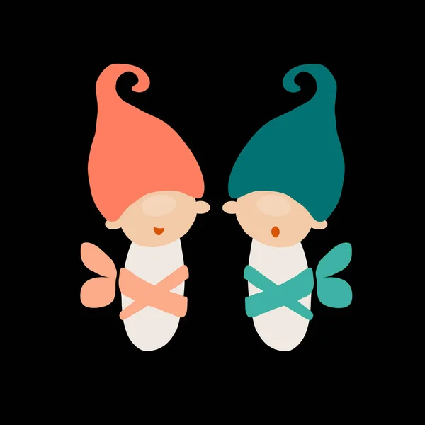 Baby gnomes. Fairytale character for your design — Stock Vector