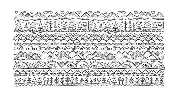 Abstraktes Naturmuster Rahmen für Ihr Design. Ikonen des Waldes und der Berge. Ethnischer Stil — Stockvektor