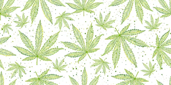 Feuilles de cannabis. Modèle sans couture pour votre conception — Image vectorielle