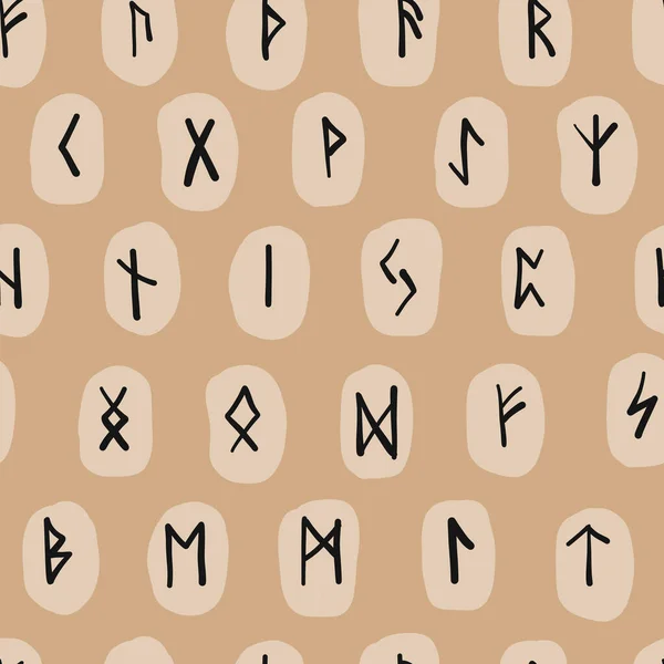 Runes, fond de motif sans couture. Symboles occultes anciens — Image vectorielle