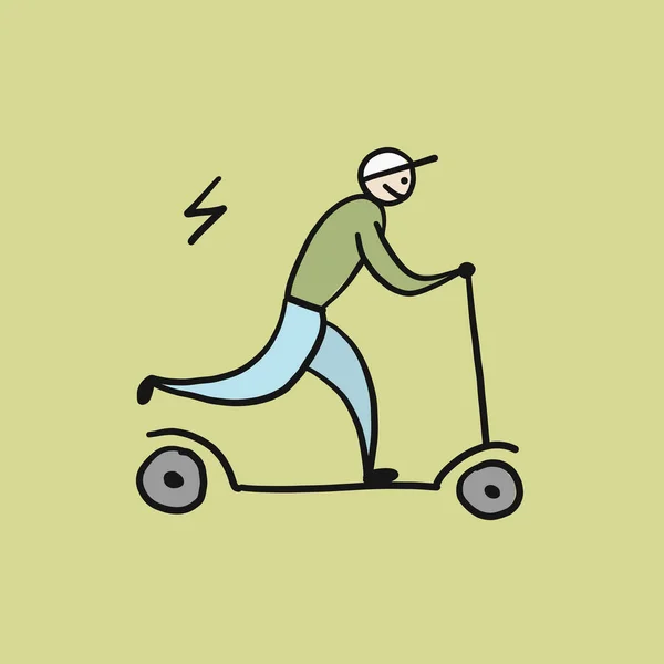 Scooter Comics, Rental Bike Icons Design, Ecological Green transport. — Stock Vector