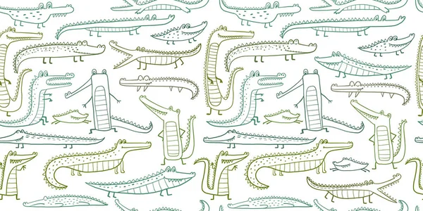 Crocodile Cute Characters. Childish Style. Seamless Pattern for your design — Stock Vector