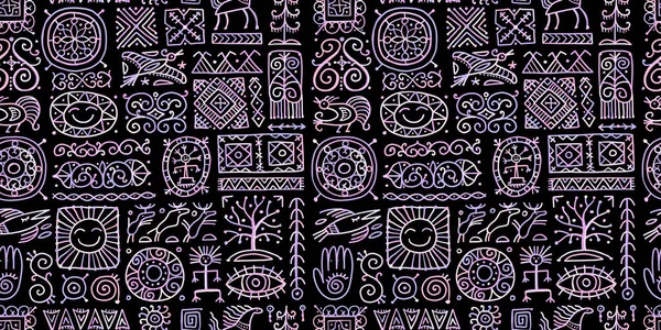 Этнические украшения ручной работы, народные винтажные символы. Бесшовный шаблон для вашего дизайна — стоковый вектор