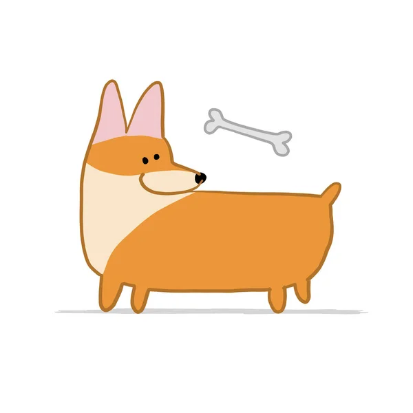 Cão corgi. Filhote de cachorro engraçado. Esboço para o seu projeto —  Vetores de Stock