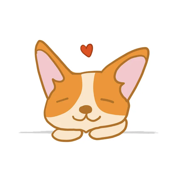 Face de chien Corgi. Drôle de chiot. Croquis pour votre design — Image vectorielle