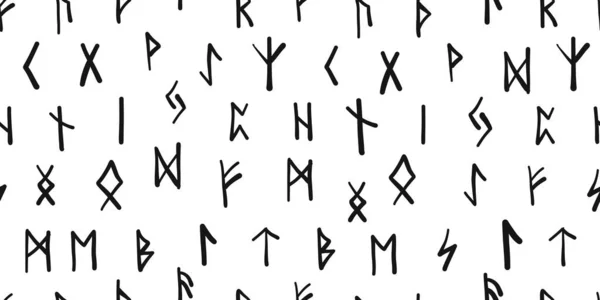 Runes, seamless pattern background. Ancient occult symbols — Stock Vector