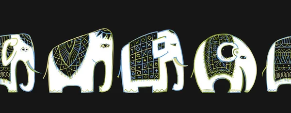 Слони Vinatage, безшовне тло візерунка для вашого дизайну — стоковий вектор