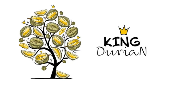 Re Durian. Albero d'Arte, schizzo per il vostro disegno — Vettoriale Stock