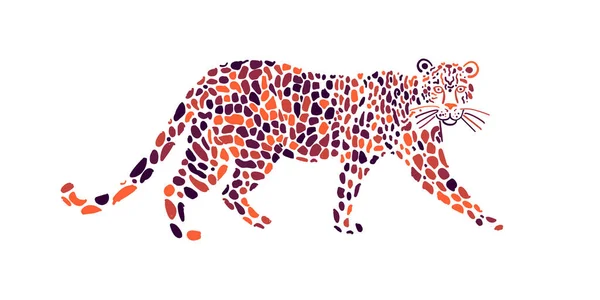 Big Wild Cat Art. Spotted Color for your design — Stock Vector