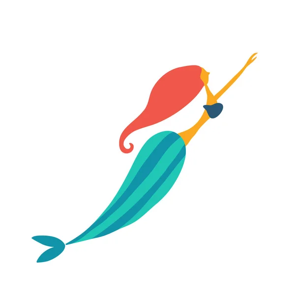 Mermaid Girl icon, isolated on white — Stock Vector