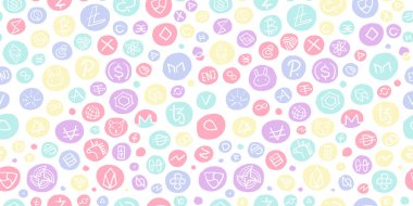 Kripto Para Birimi Mali Malzemeler. Altcoins Koleksiyonu. Kusursuz Desenli Arkaplan