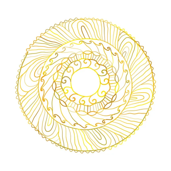 Sun symbol, ornate mandala. Round pattern. Vintage decorative background. Hand made art — Stock Vector