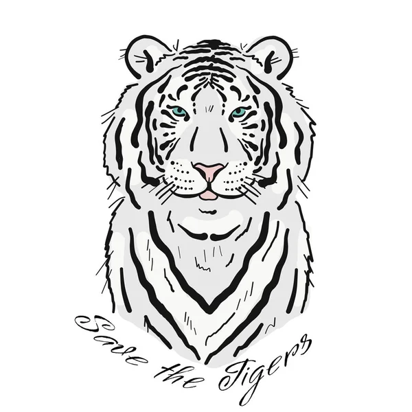 Retrato de arte Tigre Blanco para su diseño. Cartel con estilo. Símbolo del año 2022 — Vector de stock