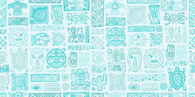 Etnik Meksika dekoru. Tasarımınız için el yapımı kusursuz desen. Kabile dövmeleri.