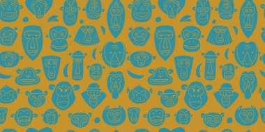 Komik maymun, büyük aile. Tasarımın için çizim yap. Çocuksu stil