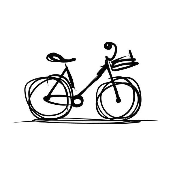 Bicicleta con bosquejo de cesta para su diseño — Archivo Imágenes Vectoriales