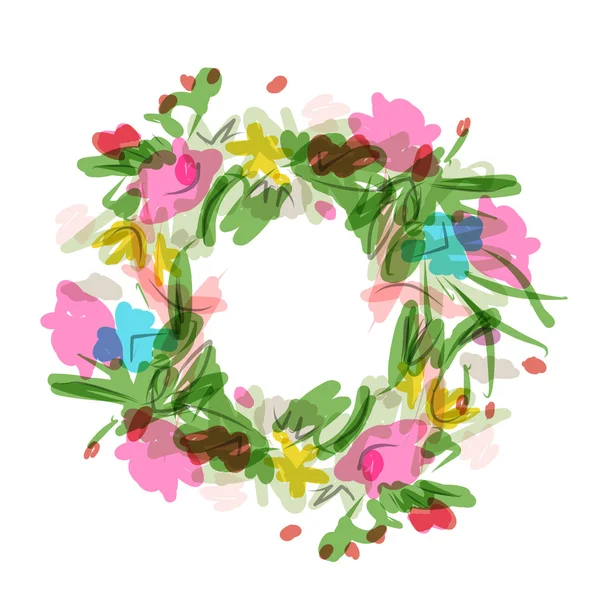 Esquisse de couronne florale pour votre design — Image vectorielle