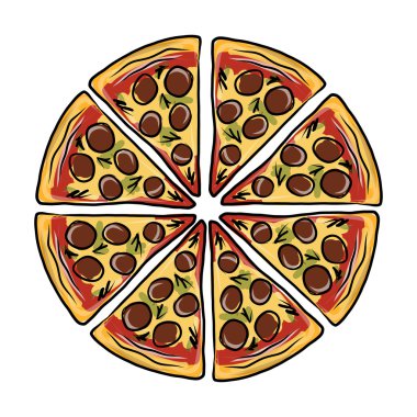 dilim pizza, tasarımınız için kroki