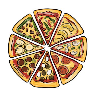 dilim pizza, tasarımınız için kroki