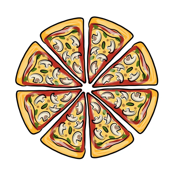 Trozos de pizza, boceto para tu diseño — Vector de stock