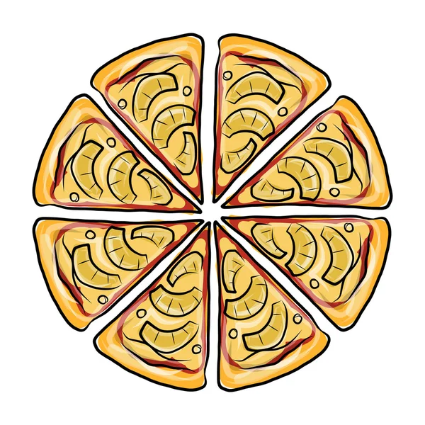 Pizza, vázlat, a design darab — Stock Vector