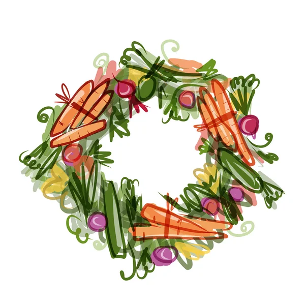 あなたのデザイン スケッチ野菜フレーム — ストックベクタ