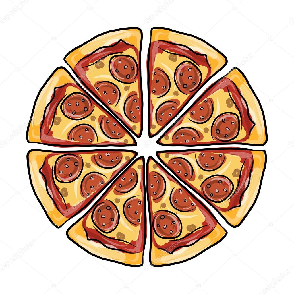 Pieces of pizza, sketch for your design