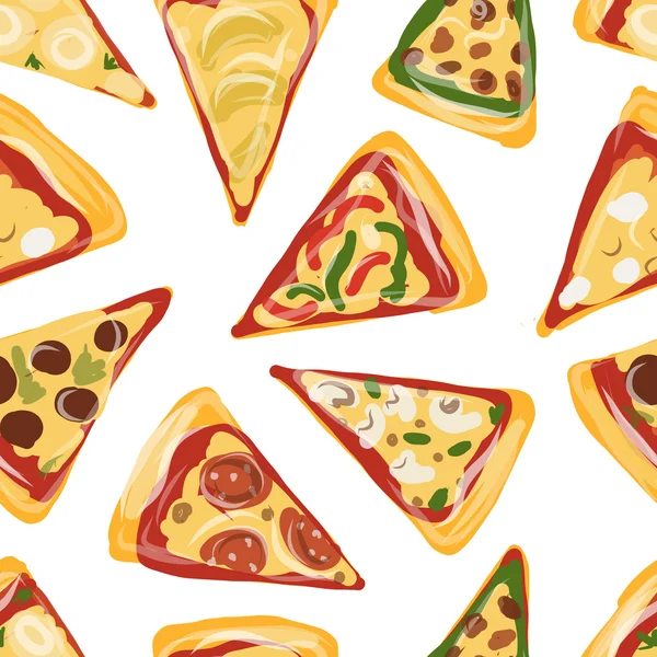 Bitar av pizza, sömlösa mönster för din design — Stock vektor